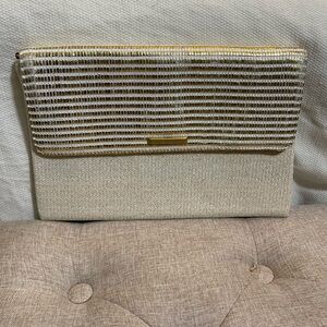 Stella & Dot Gold and Cream Clutch